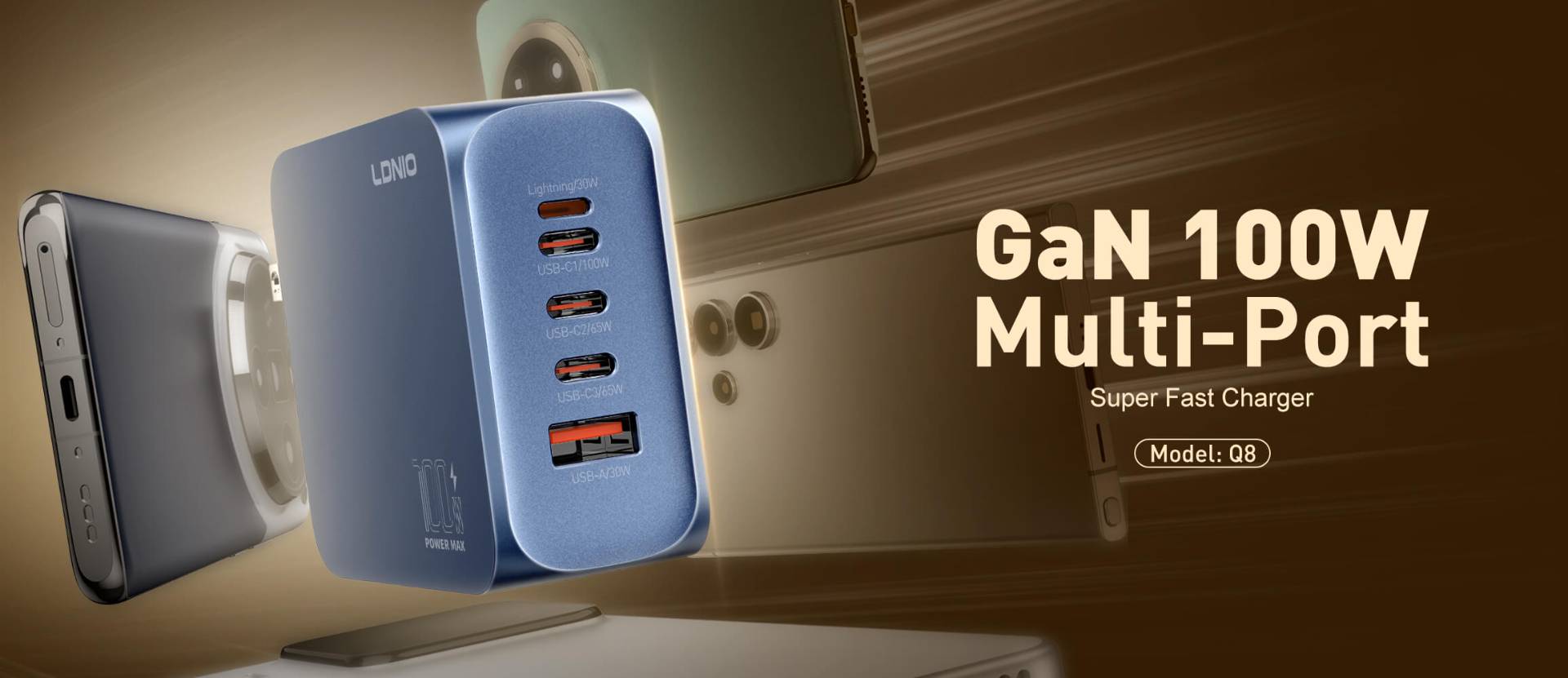 LDNIO Q8 100W GaN Multi-Port Super-Fast Charger