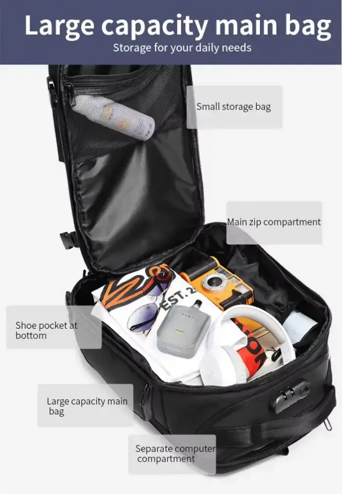 Ozuko 9309L Luxury Waterproof Travel Backpack
