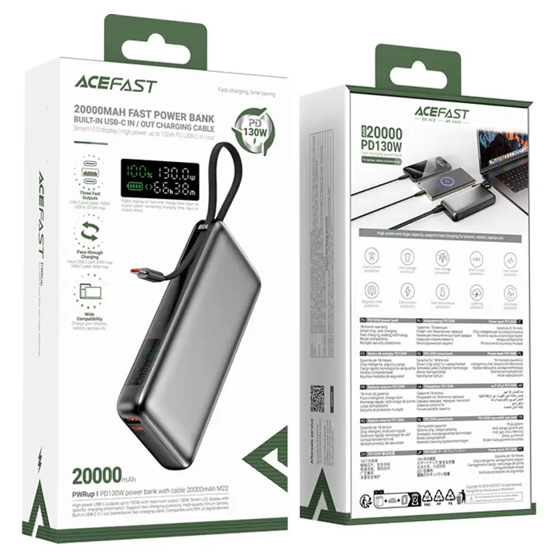 Acefast M22 20000mAh PD 130W Fast Charging Power Bank