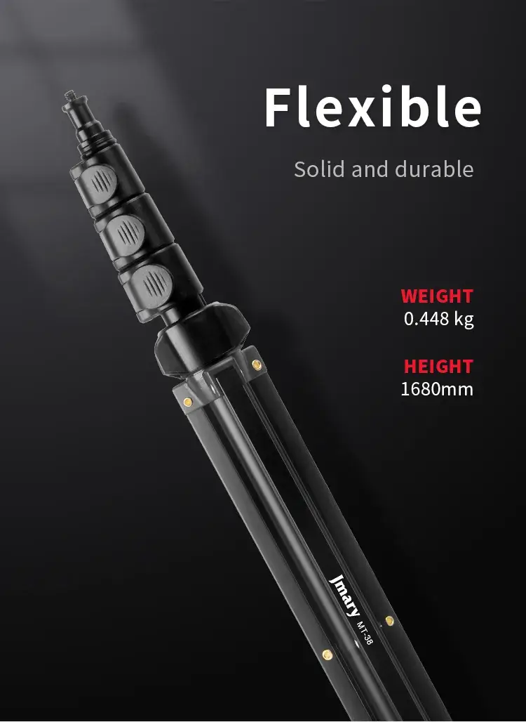 Jmary MT38 Heavy-Duty Extendable Aluminum Tripod Stand Lightweight & Adjustable