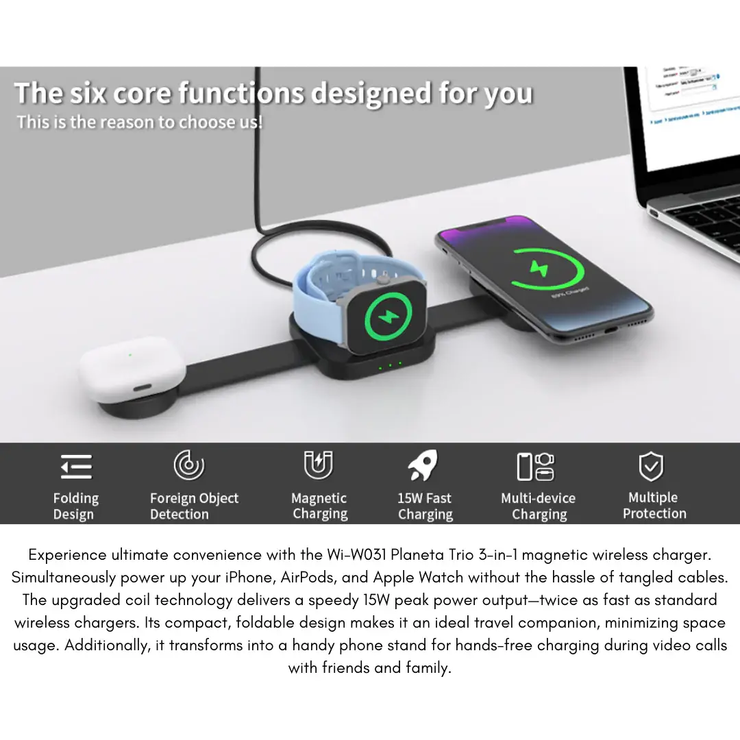  WIWU Planeta Trio WI-W031 3-in-1 Wireless Charger