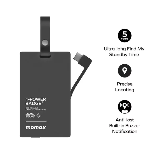 MOMAX BR16D 1-Power Badge+ 2500mAh Emergency Power Bank with Apple Find My Locator