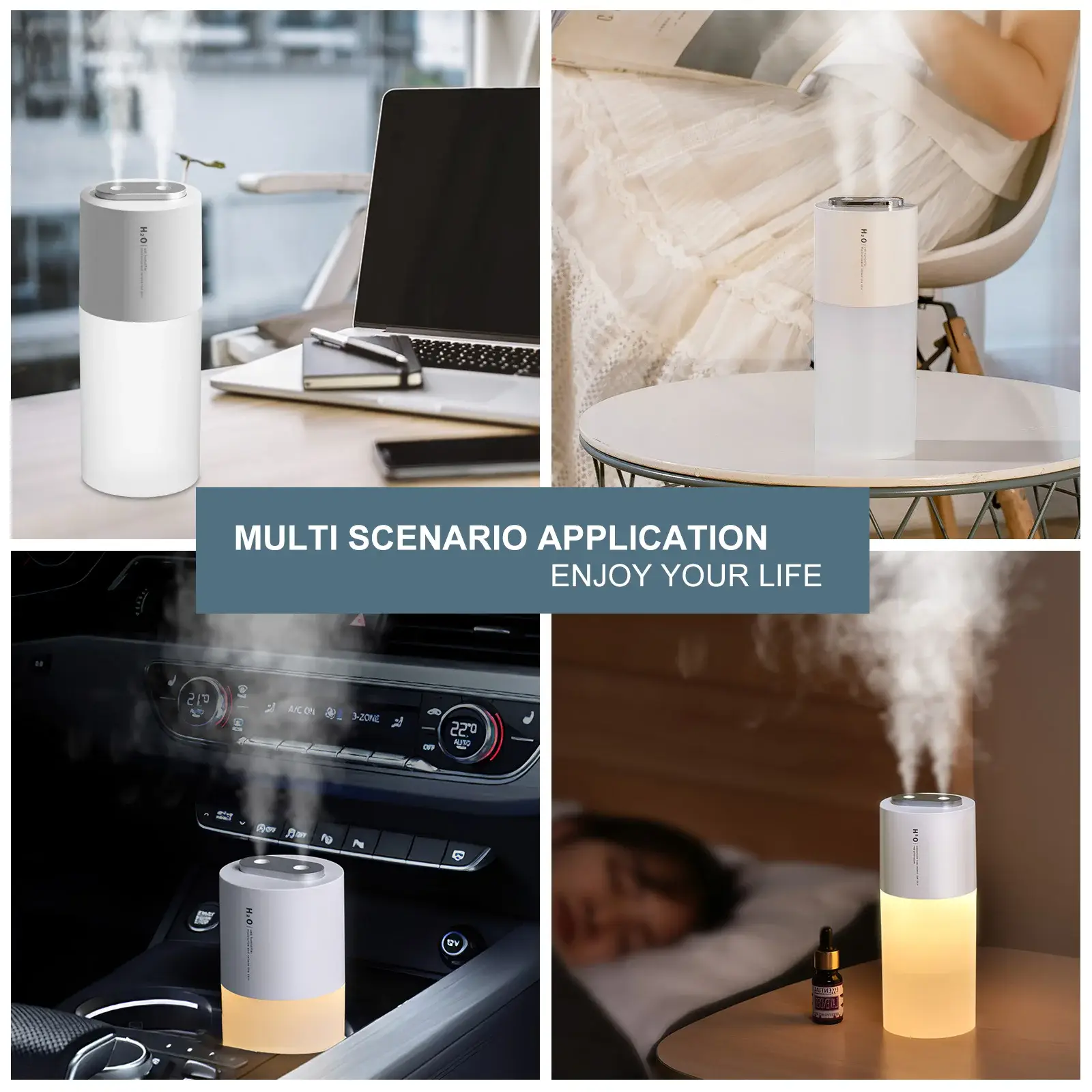 Dual Spray Port Ultrasonic Air Humidifier with LED Light Cool Mist Diffuser