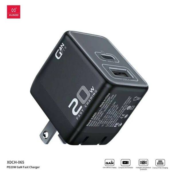 XUNDD XDCH-065 20W / 30W GaN Fast Charger Dual Port USB-A & USB-C Power Adapter XUNDD XDCH-065 20W / 30W GaN Fast Charger Dual Port USB-A & USB-C Power Adapter