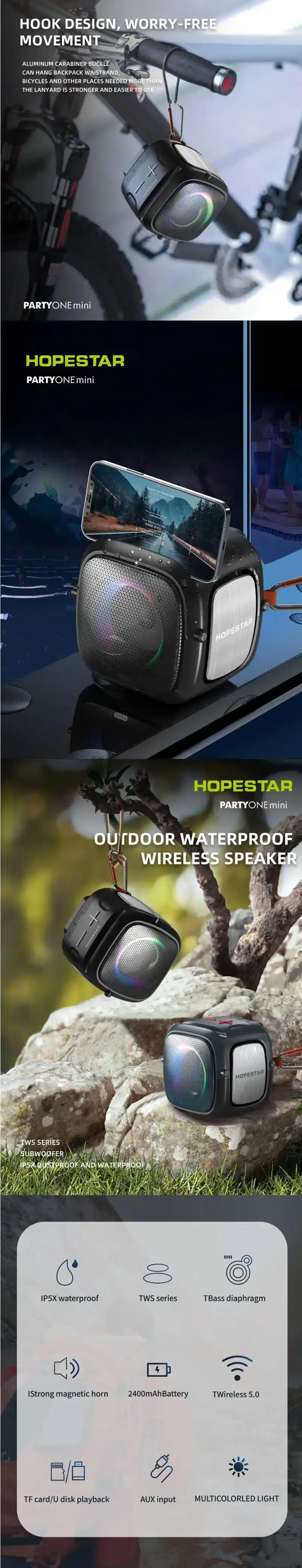 Hopestar Party One Mini RGB Portable Bluetooth Speaker