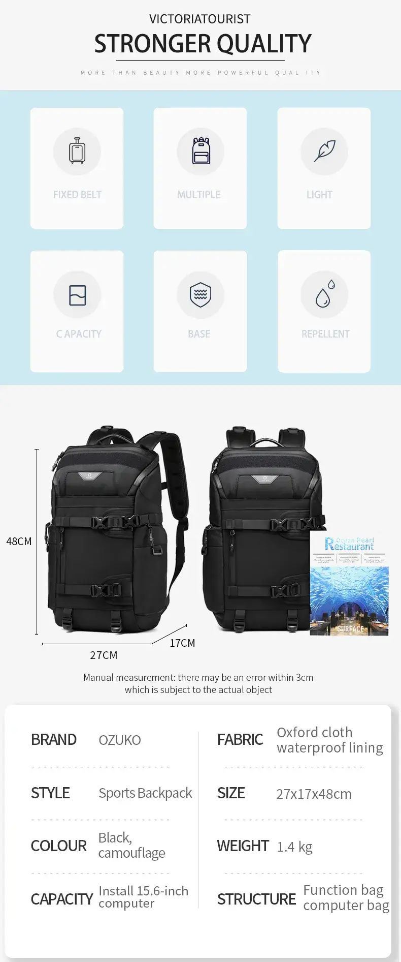 Ozuko 9617 Designer Anti-Theft Multifunction Travel Backpack Skateboard Storage & 15.6″ Laptop Bag