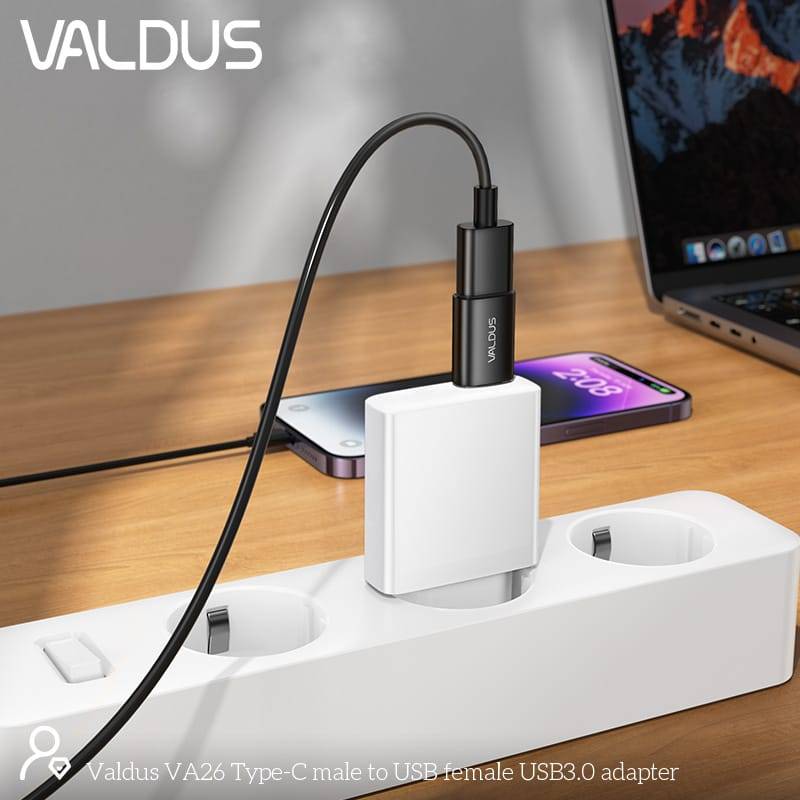 Valdus VA26 USB-C Male to USB-A Female OTG Adapter