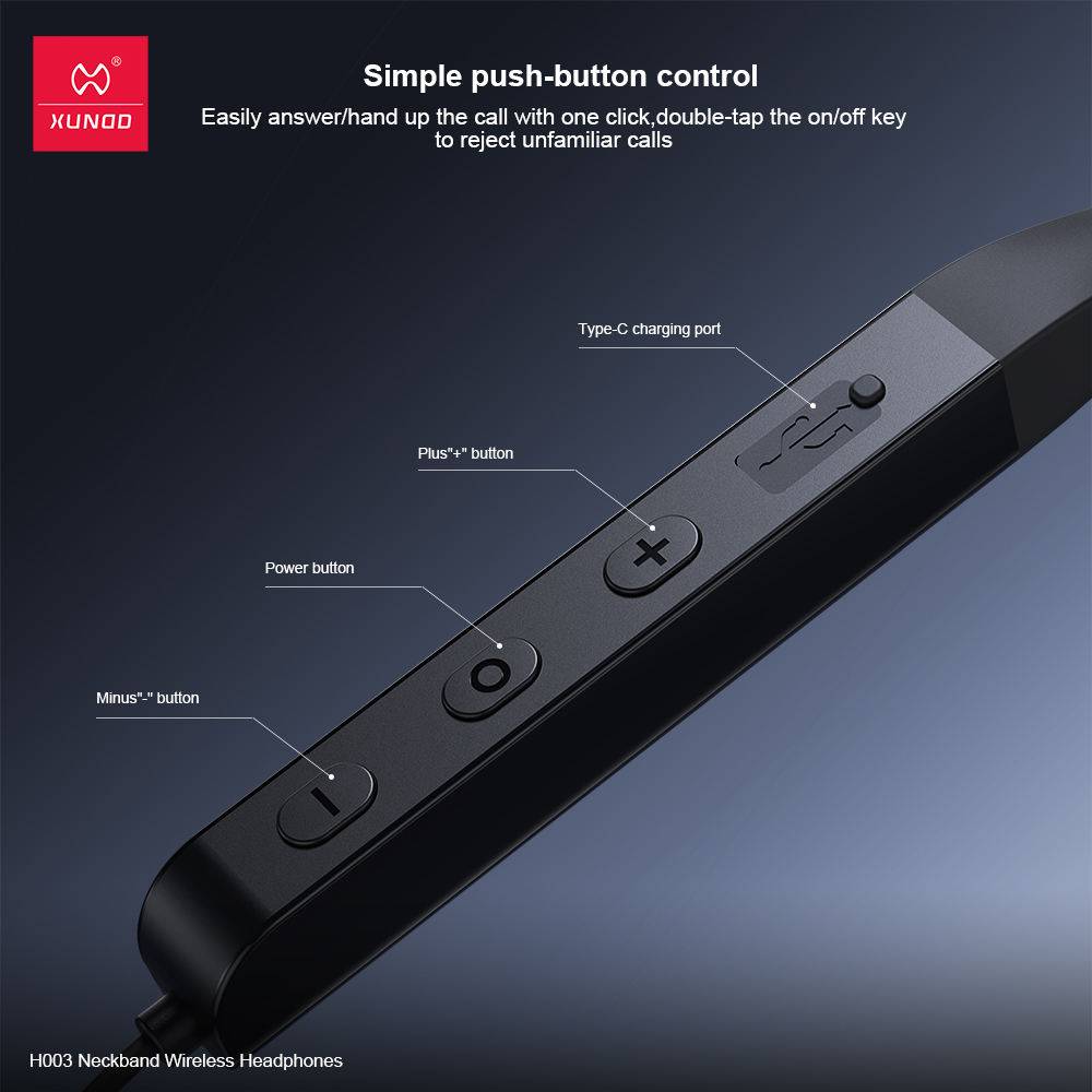 XUNDD H003 Neckband Bluetooth 5.3 Earphones with ENC Noise Reduction