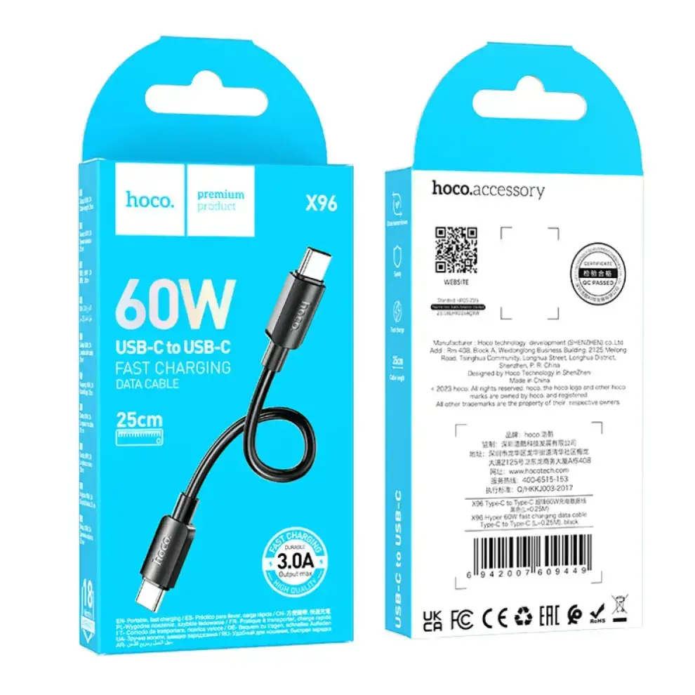 Hoco X96 60W USB Type-C to Type-C Fast Charging Data Cable