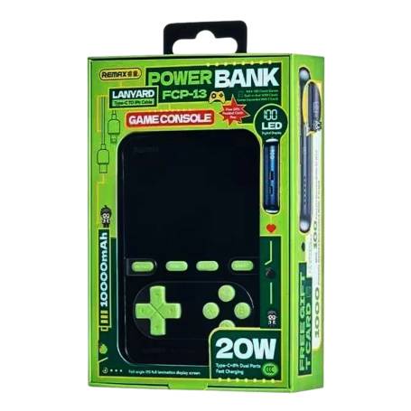 REMAX FCP-13 Power Bank & Gaming Console 10,000mAh with Built-In 20W Fast Charging Cables
