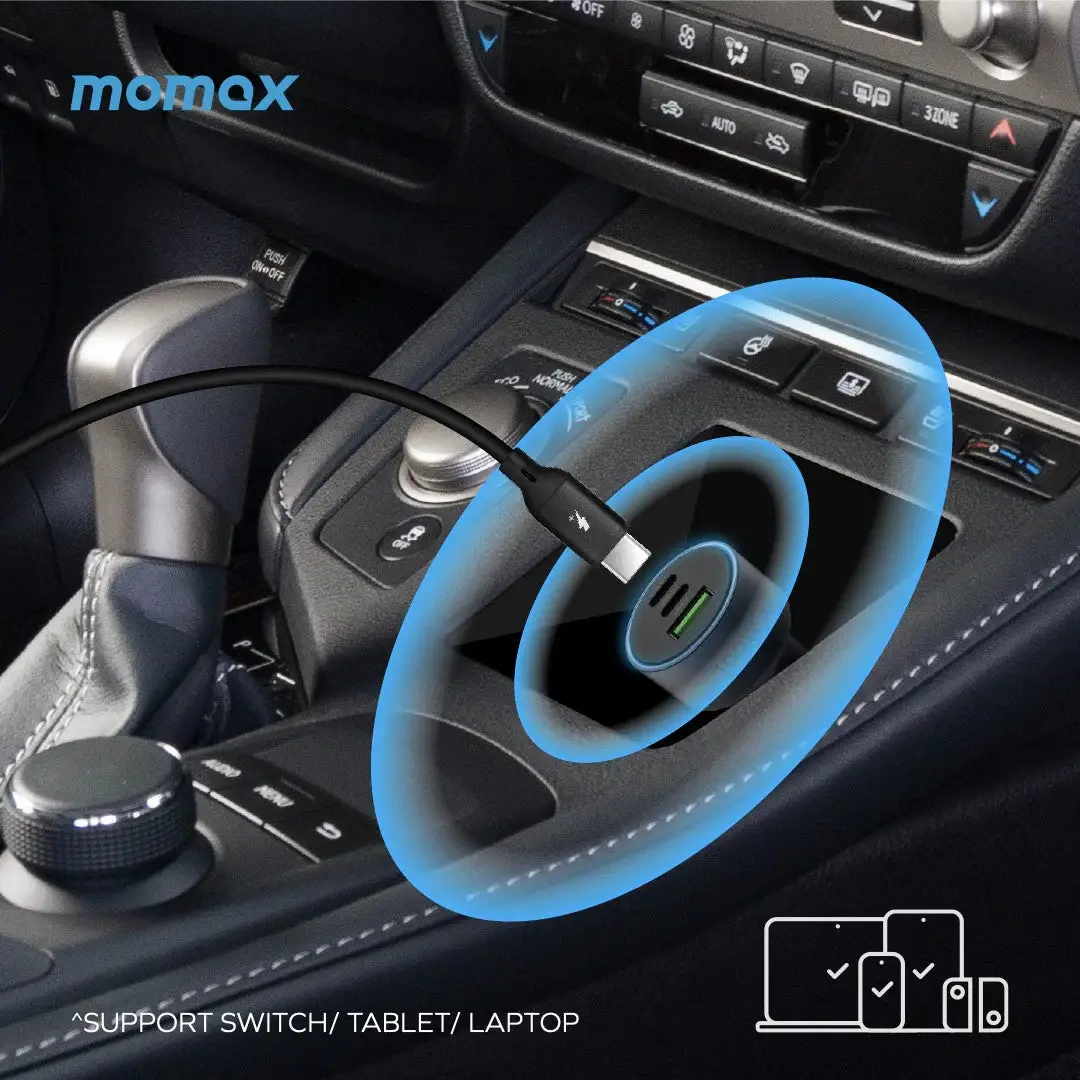 Momax UC17 MoVe 100W Triple-Port Fast Car Charger