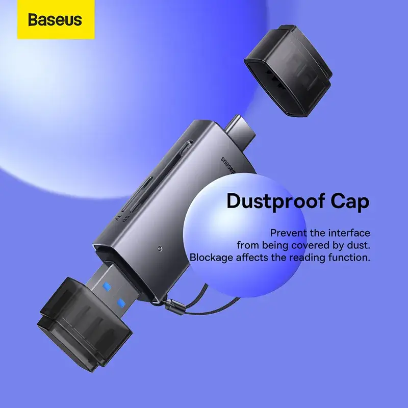 Baseus WKQX060113 Dual Output Card Reader USB-A & USB-C to SD/TF Grey