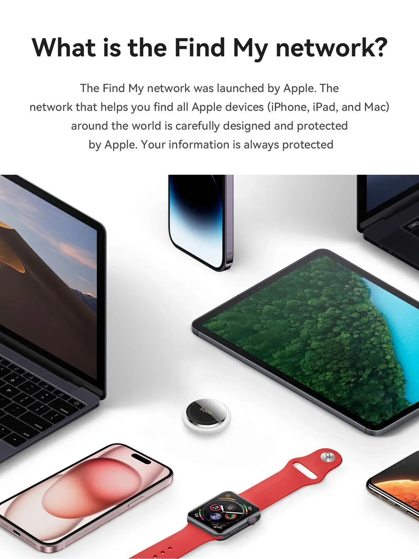 HOCO E91B AirTag Tracker with Adhesive Case Anti-Lost GPS Finder for Bags & Luggage