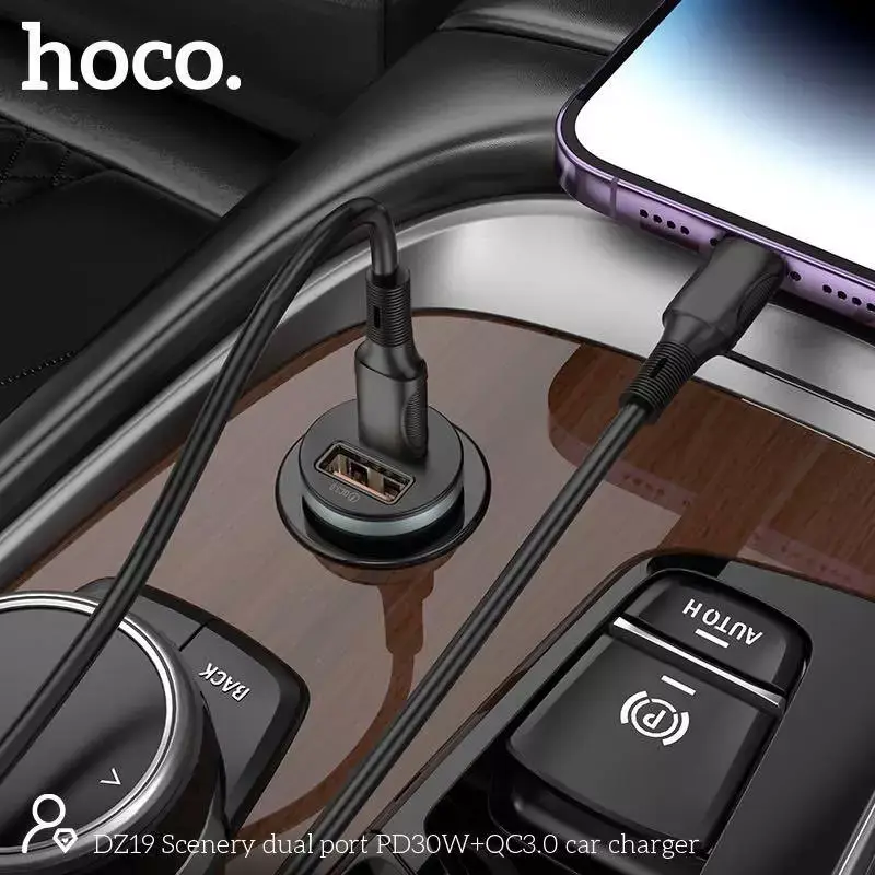 Hoco DZ19 48W Dual-Port Car Charger 30W PD + QC 3.0 Fast Charging