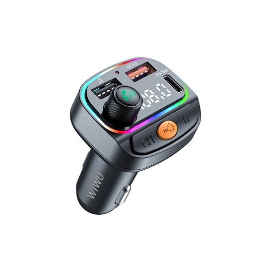 WIWU Wi-QC031 MP3 38W Car Charger with FM Transmitter and 3 Ports 1 USB-C & 2 USB-A WIWU Wi-QC031 MP3 38W Car Charger with FM Transmitter and 3 Ports 1 USB-C & 2 USB-A