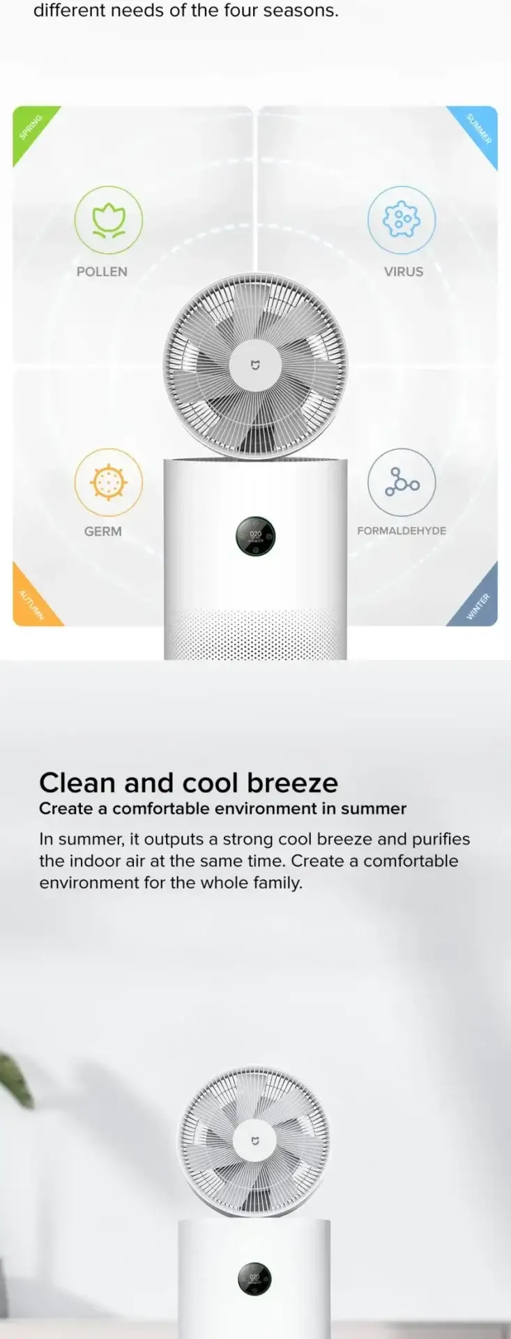 Xiaomi Mijia Smart APP-Controlled Circulating Wind Fan with PM2.5 Air Purifier