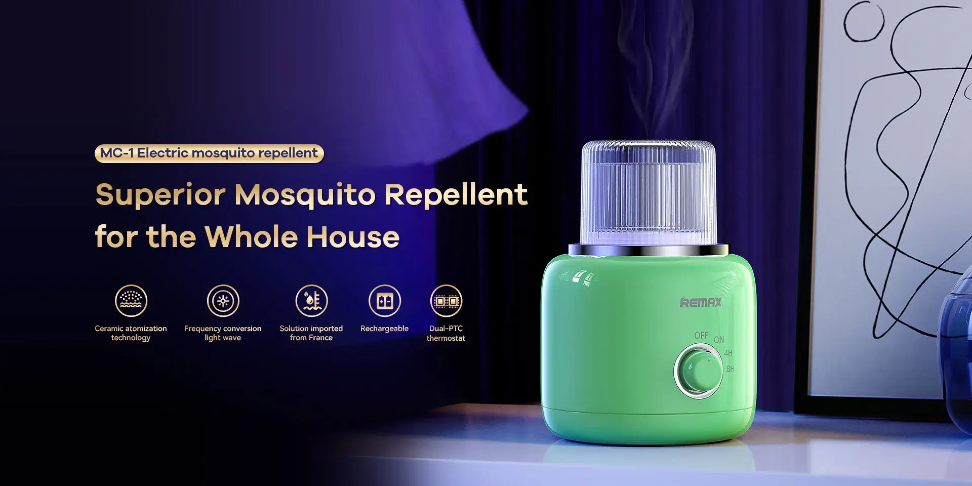 REMAX MC-1 Electric Mosquito Repellent with 1500mAh Battery and 4.2W Power Output