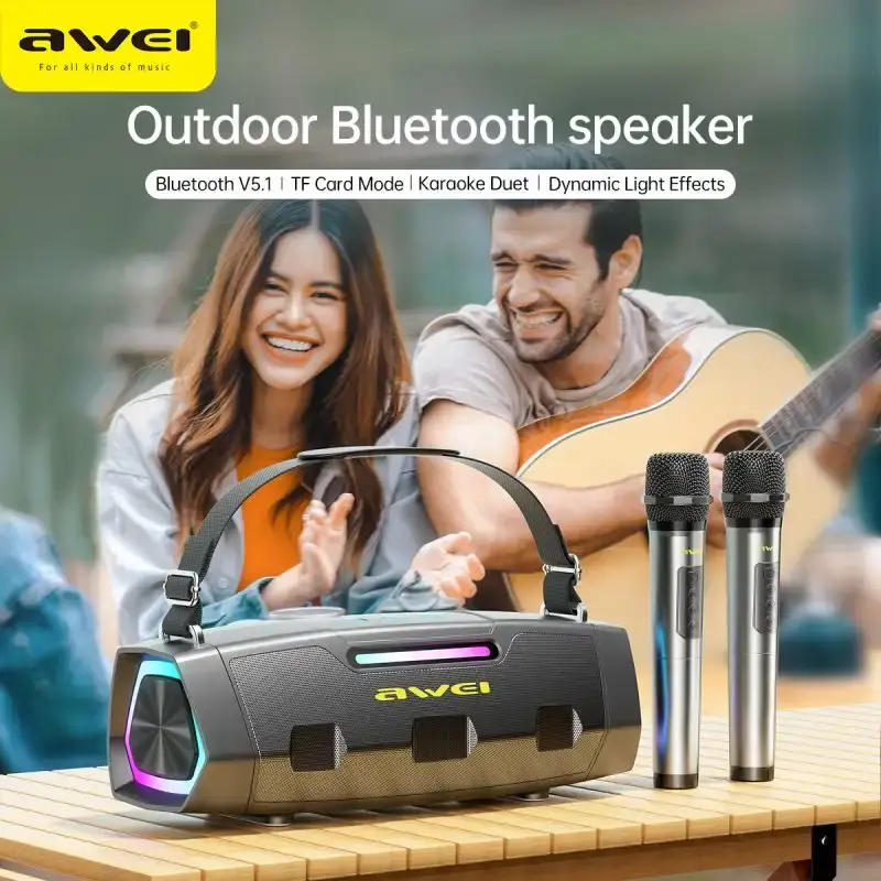 Awei KT28 30W Portable Bluetooth Karaoke Speaker with Dual Wireless Microphones