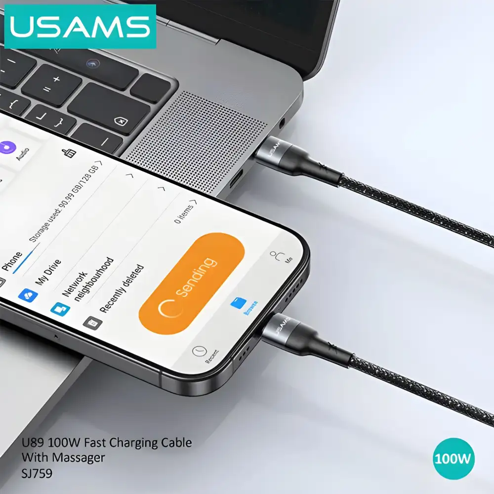 USAMS SJ759 U89 100W Fast Charging Cable with Built-In Massager