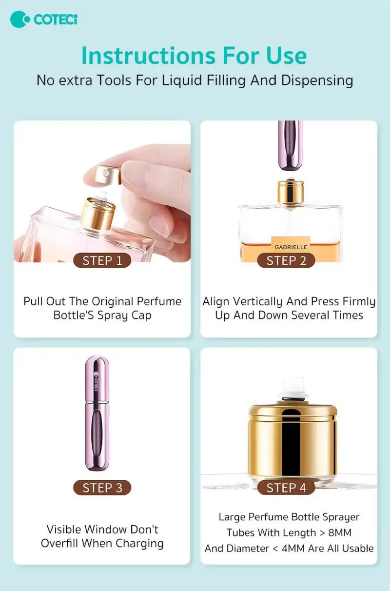 COTECi TR-034 Mini 5ml Refillable Aluminum Perfume Atomizer Bottle