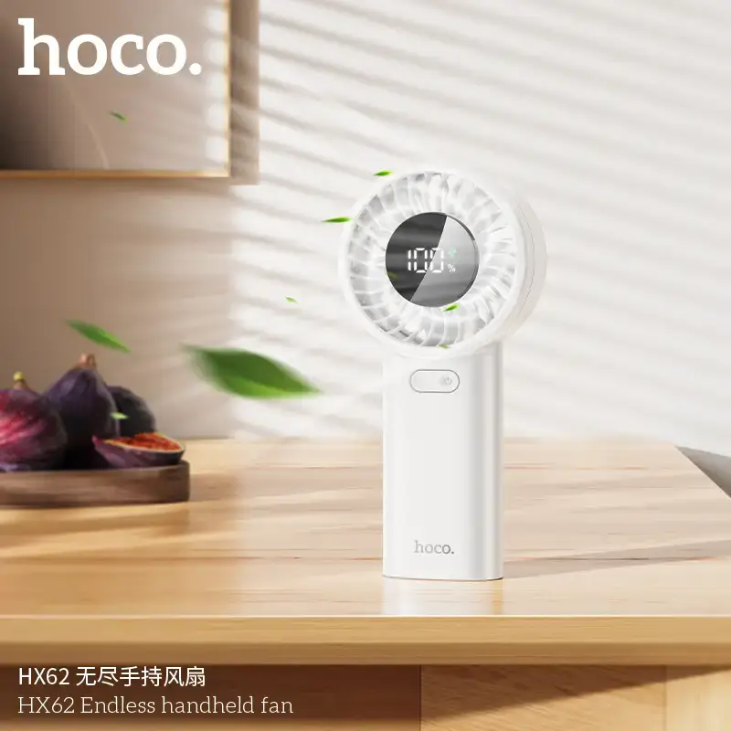 Hoco HX62 Portable Handheld Fan 6000mAh Rechargeable Battery, High-Speed Cooling
