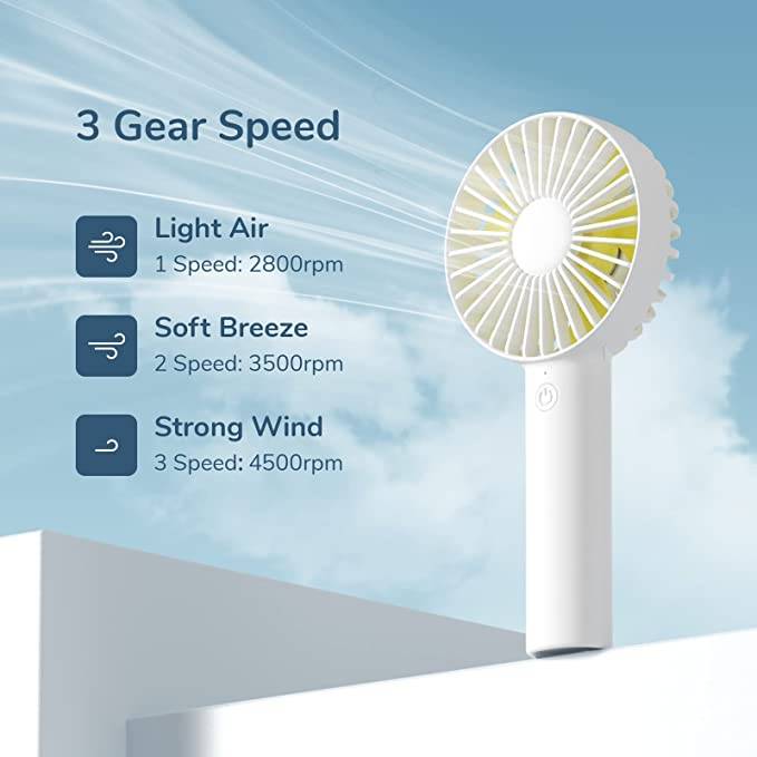 JISULIFE FA21 Handheld Fan Portable Small Fan with 3 Speeds