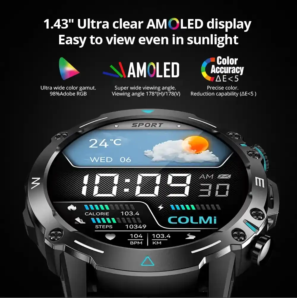 COLMI M42 Military-Grade AMOLED Smartwatch with Bluetooth Calling