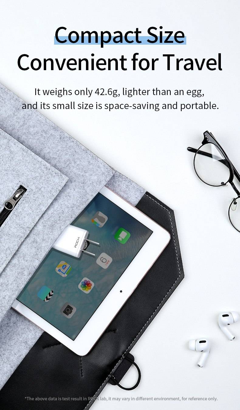 Rock T23 Dual-Port Travel Charger with Lightning Charge & Sync Cable Set