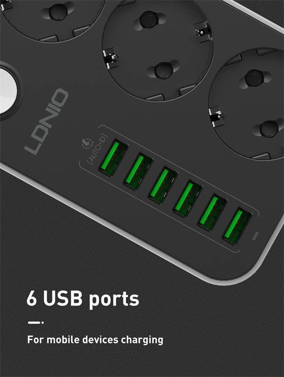 LDNIO SE3631 EU Power Strip with 3 AC Outlets