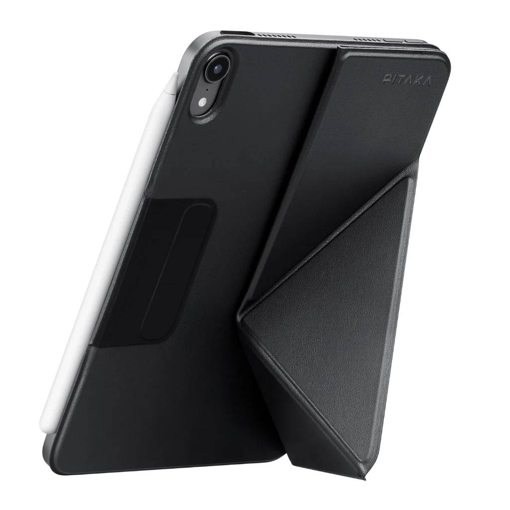 PITAKA MagEZ Folio 2 for iPad Mini 6/7 Magnetic Protective Cover with Dual-View Stand (Black/Grey)