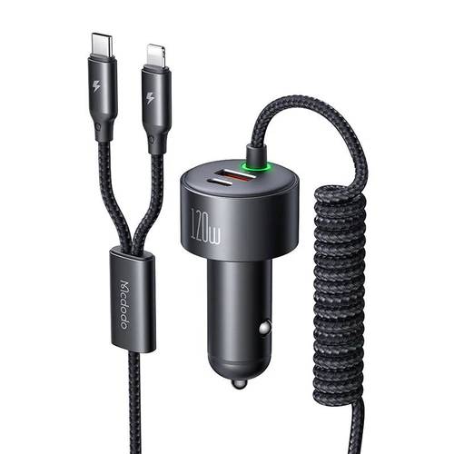 Mcdodo CC-0370 120W Retractable Car Charger with USB-C & Lightning Cables Mcdodo CC-0370 120W Retractable Car Charger with USB-C & Lightning Cables