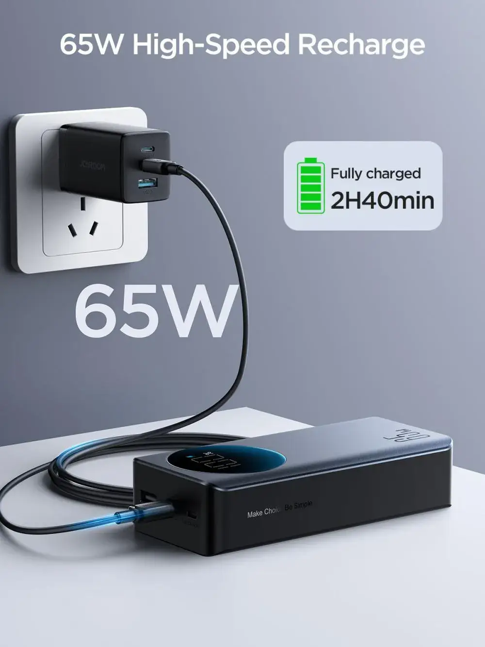Joyroom JR-PBF05 30000mAh Power Bank with 65W Super Fast Charging & Digital Display