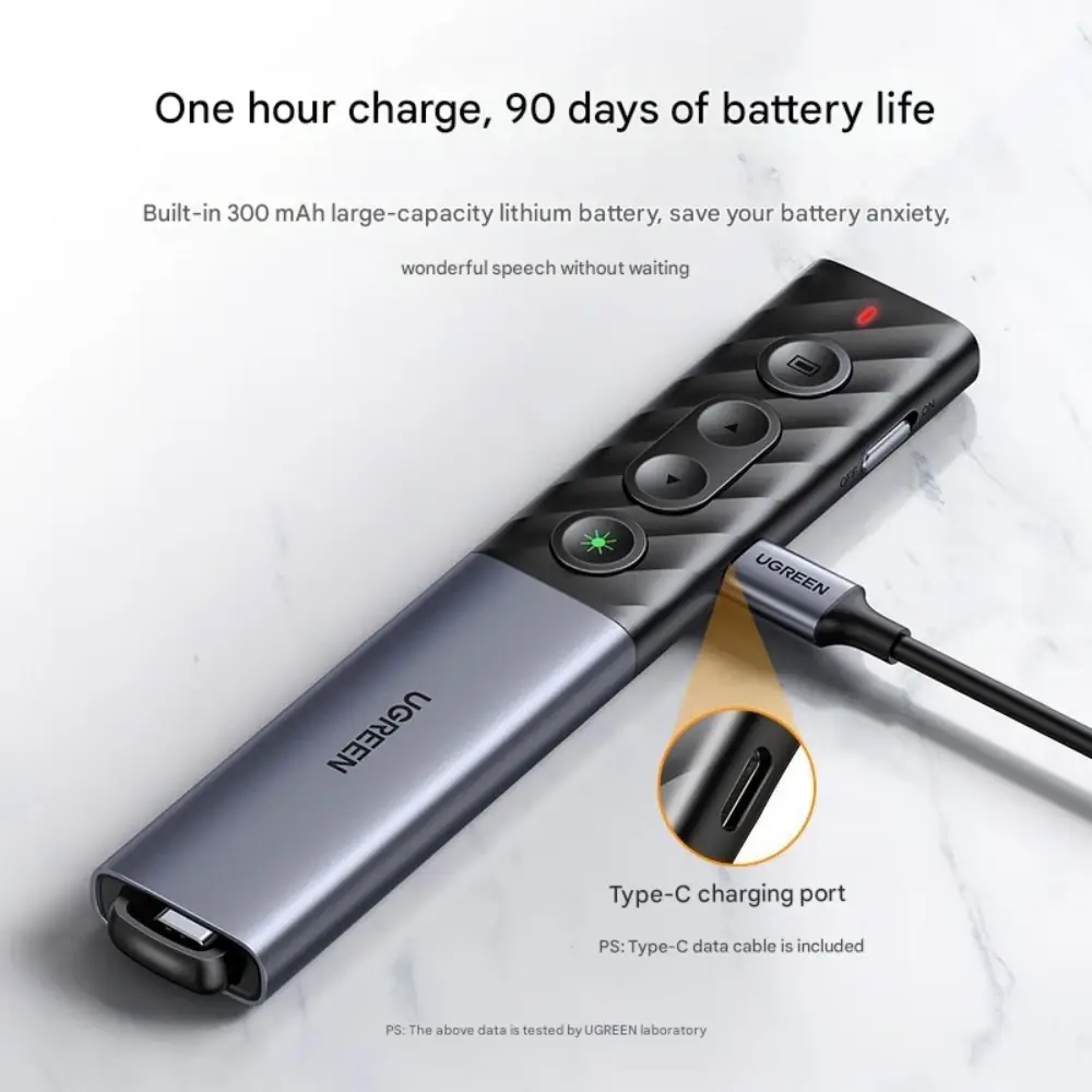 UGREEN LP386 Wireless Rechargeable Green Laser Pointer Presentation Remote – 20470