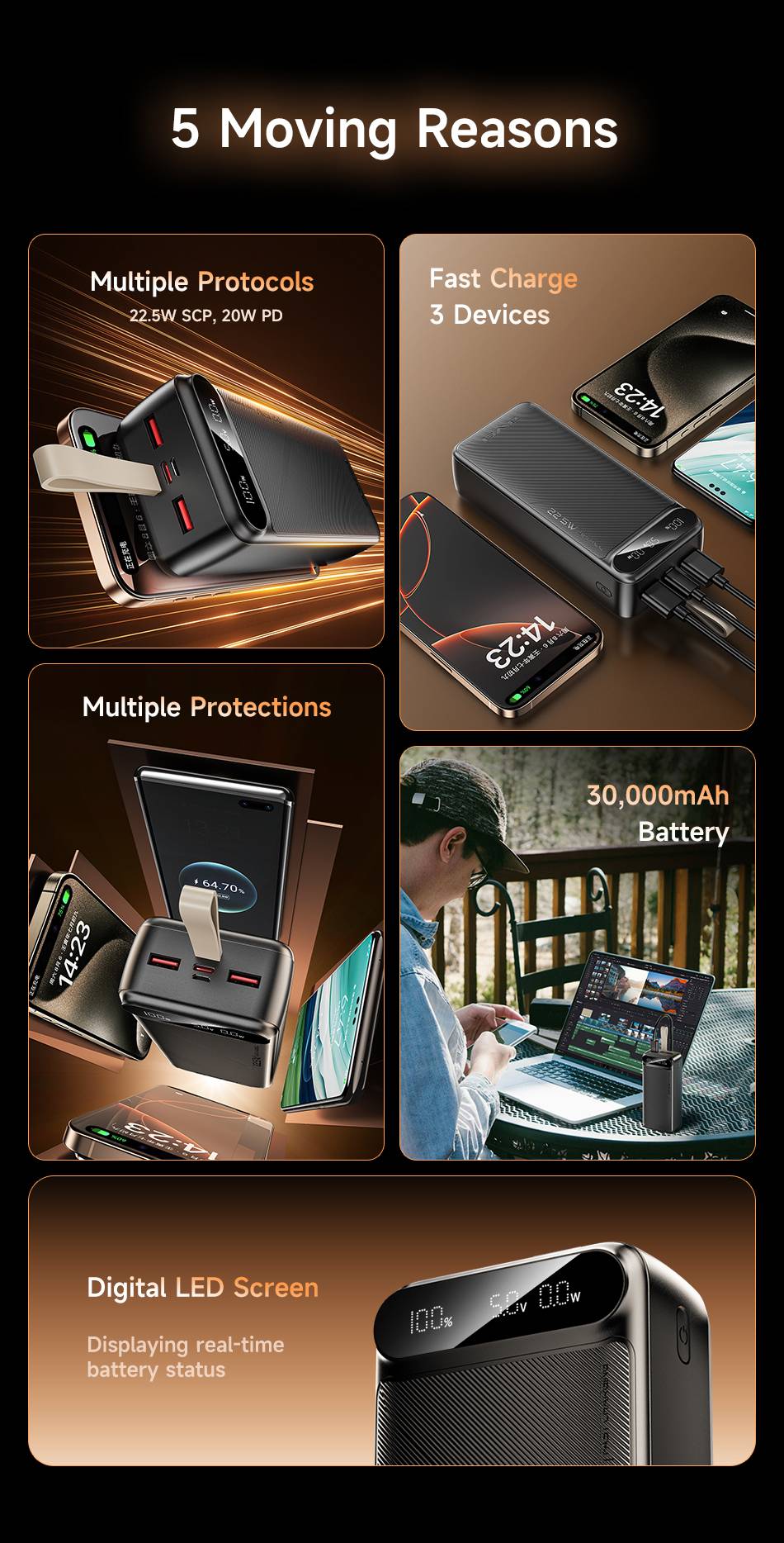 AWEI PA-12 30000mAh 22.5W Fast Charging Power Bank
