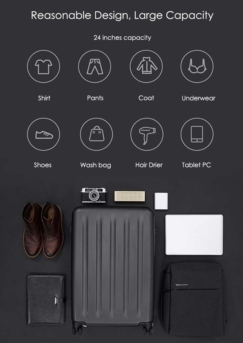 Xiaomi 90 Points 20-Inch Metal Spinner Wheel Carry-On Luggage Suitcase