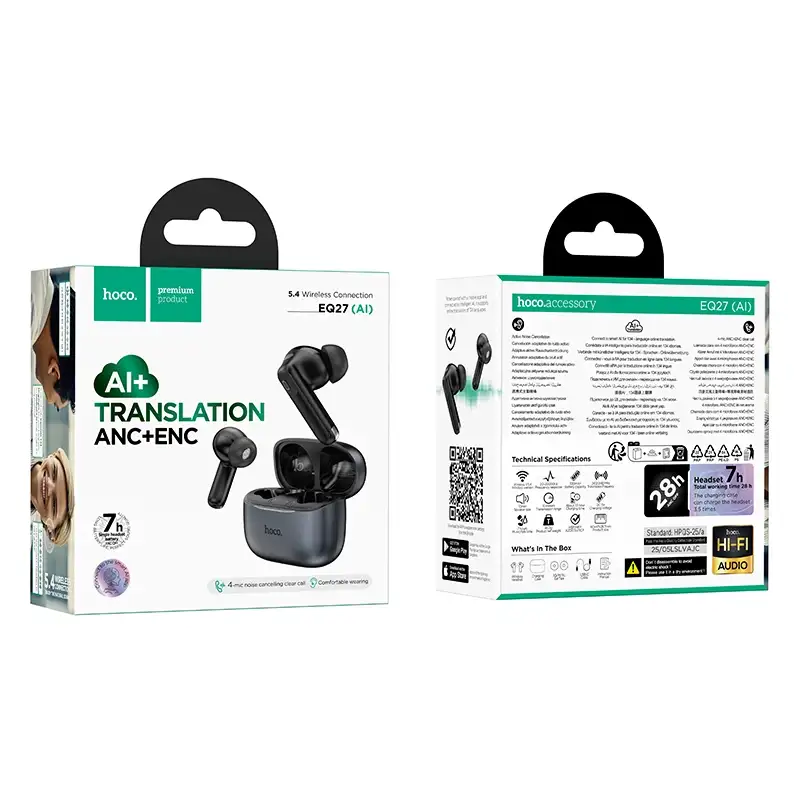 Hoco EQ27 Fun AI Translation True Wireless ANC+ENC Earbuds