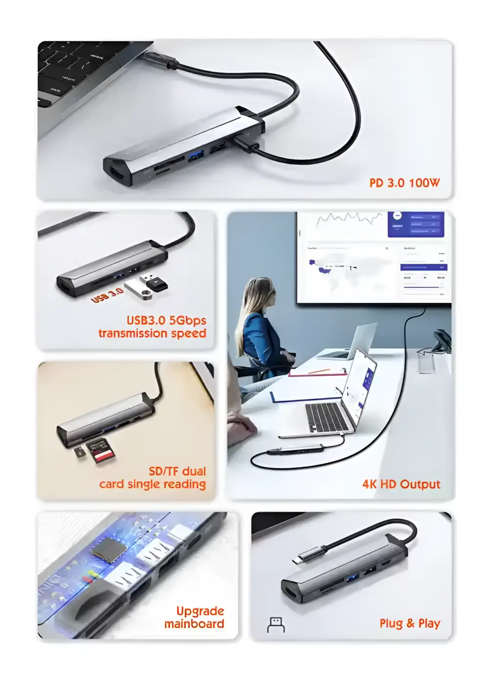 LDNIO DS-56H 5-in-1 USB-C Docking Station with 100W PD Charging & Data Hub