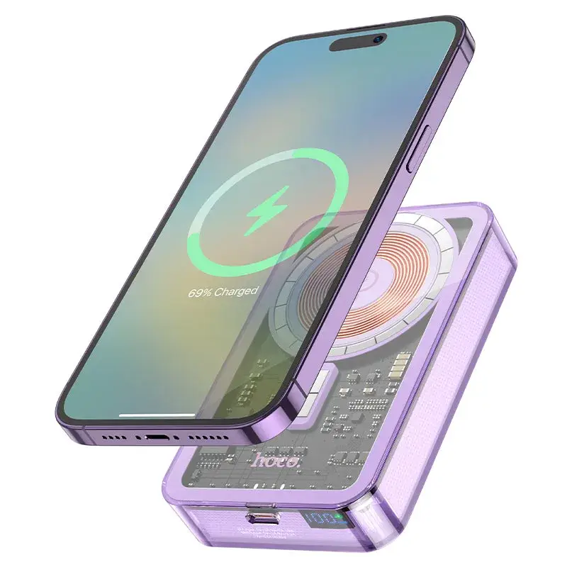Hoco Q14A Ice Crystal 10000mAh Magnetic Wireless Power Bank with PD20W + QC3.0 Fast Charging