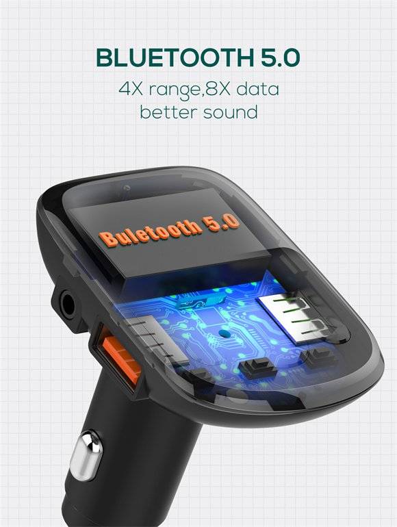 LDNIO C706Q 25W Bluetooth 5.0 Car Charger & FM Transmitter with Music Playback