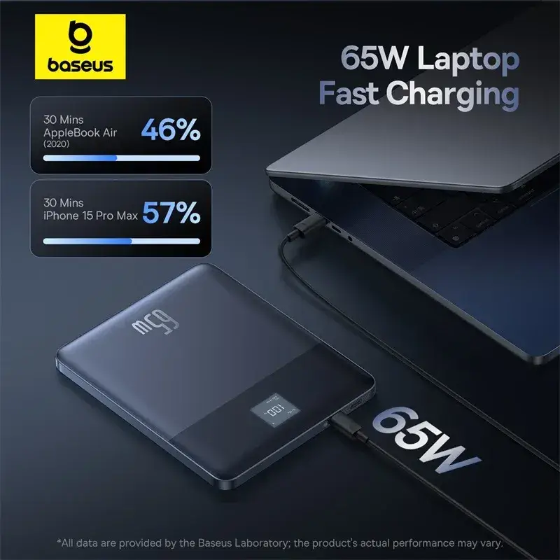 Baseus Blade 2 Ultra-Slim Power Bank 12000mAh 65W with 100W USB-C to USB-C Cable