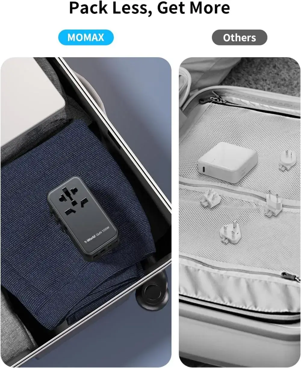 Momax UA10 1-World 100W GaN 4-Port + AC Universal Travel Adapter