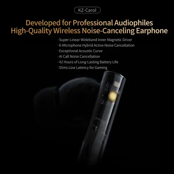 KZ Carol Wireless Bluetooth Earbuds with ANC and 6-Mic Technology