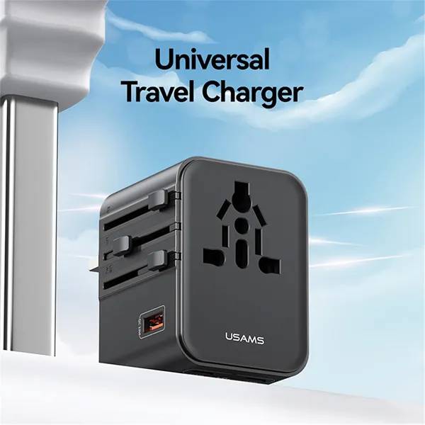 USAMS CC309 25W Universal Travel Adapter with Dual Type-C & USB-A Ports