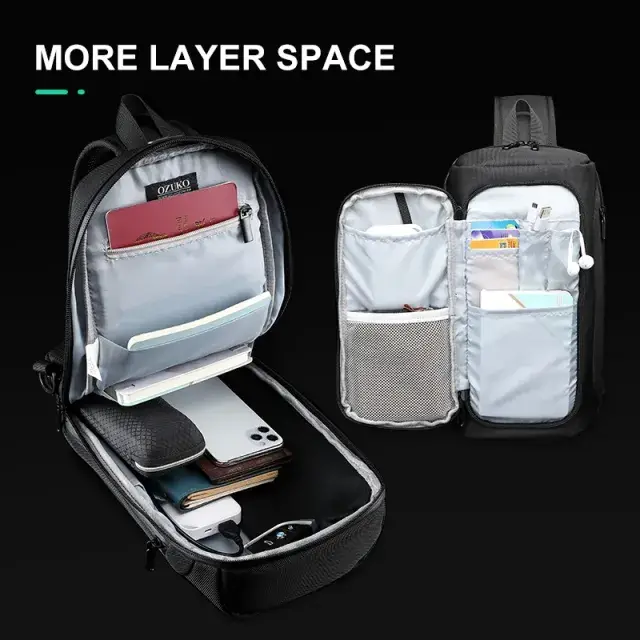 Ozuko 9315 Men's Mini Crossbody Shoulder Bag Compact Anti-Theft Travel Messenger