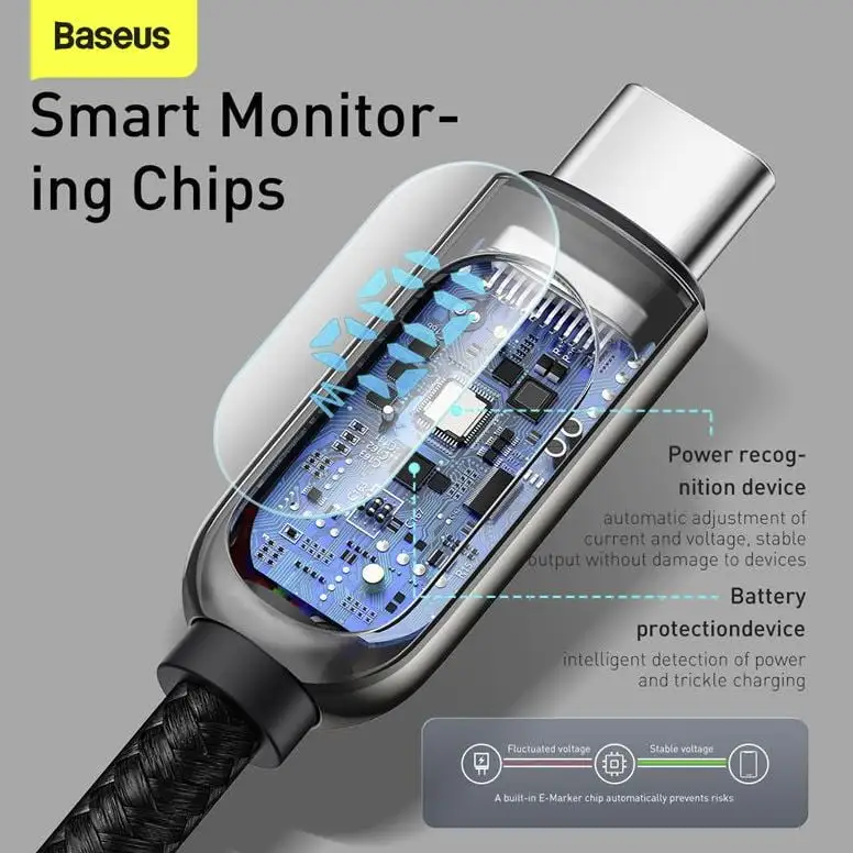 Baseus CATSK-B01 Display Fast Charging Cable USB-C to USB-C 100W Power Delivery 1m
