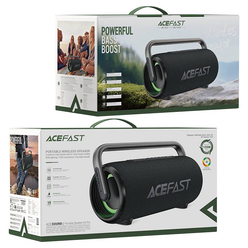 ACEFAST K2 Pro Portable Wireless Bluetooth Speaker with Enhanced Bass & RGB Lighting