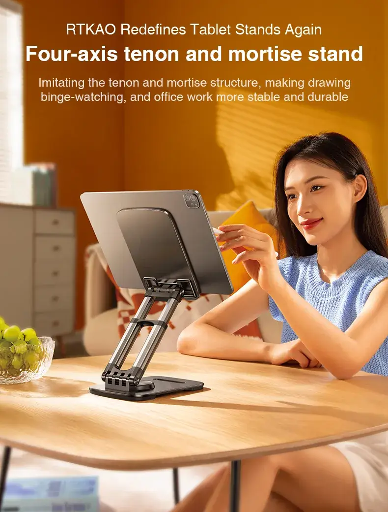 RTAKO ZJ-P01 360° Rotating Adjustable Phone and Tablet Stand with Single-Handed Operation