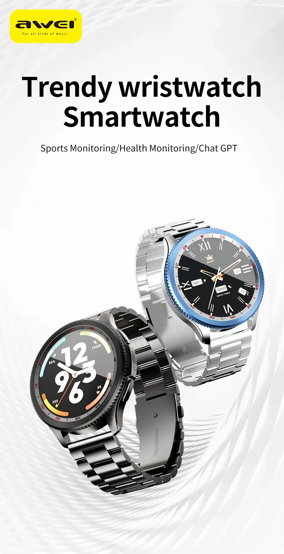AWEI H57 AMOLED Display Smart Watch