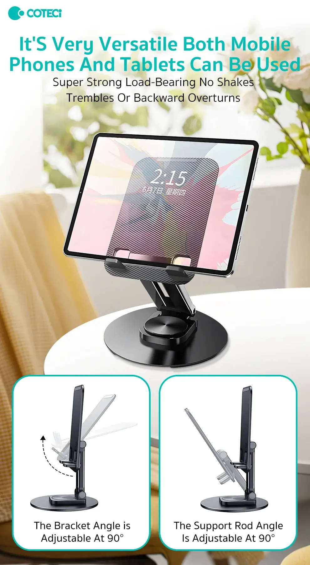 COTECI BS-012 Telescopic Rotating Tablet & Laptop Stand