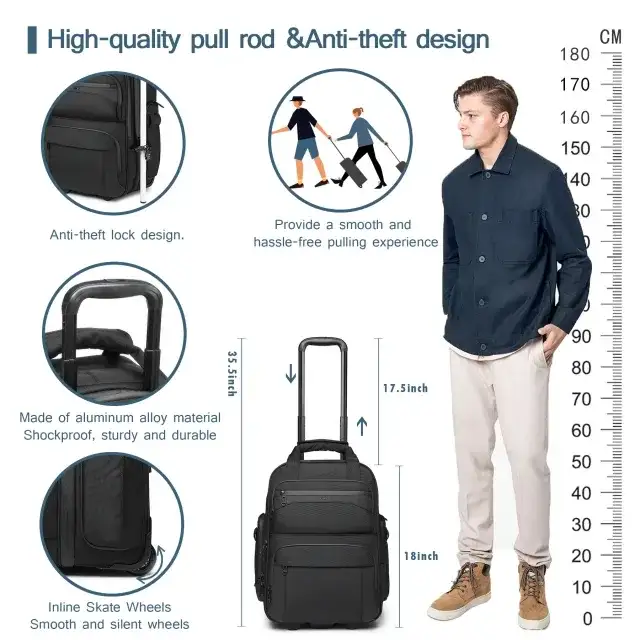 Ozuko 9699 Luxury 18-Inch Trolley Bag with Anti-Theft Lock Underseat Carry-On with Wheels